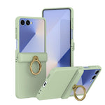 Custodia per telefono con anello a cerniera in policarbonato effetto pelle., For Galaxy Z Flip8 5G, For Galaxy Z Flip7 5G