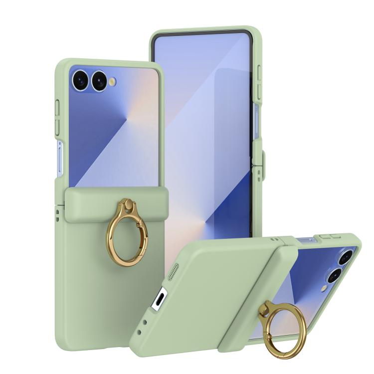Custodia per telefono con anello a cerniera in policarbonato effetto pelle., For Galaxy Z Flip8 5G, For Galaxy Z Flip7 5G