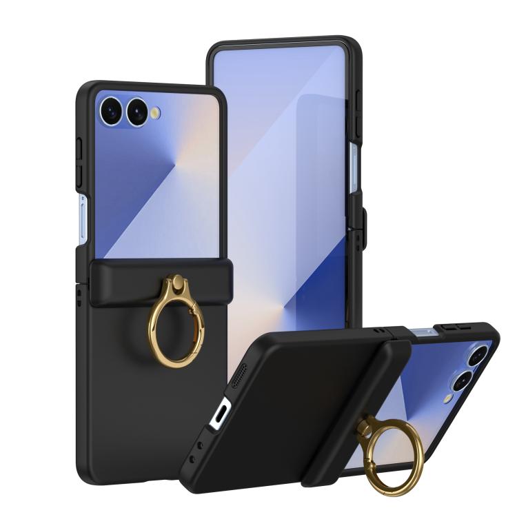 Custodia per telefono con anello a cerniera in policarbonato effetto pelle., For Galaxy Z Flip8 5G, For Galaxy Z Flip7 5G