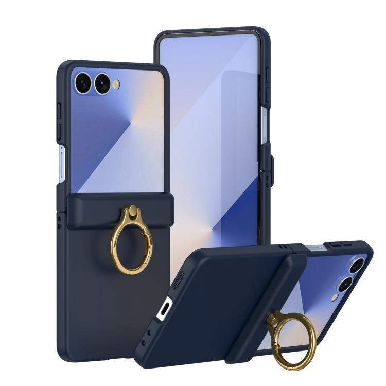 Custodia per telefono con anello a cerniera in policarbonato effetto pelle., For Galaxy Z Flip8 5G, For Galaxy Z Flip7 5G