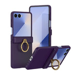 Custodia per telefono con anello a cerniera in policarbonato effetto pelle., For Galaxy Z Flip8 5G, For Galaxy Z Flip7 5G