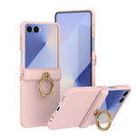 Custodia per telefono con anello a cerniera in policarbonato effetto pelle., For Galaxy Z Flip8 5G, For Galaxy Z Flip7 5G