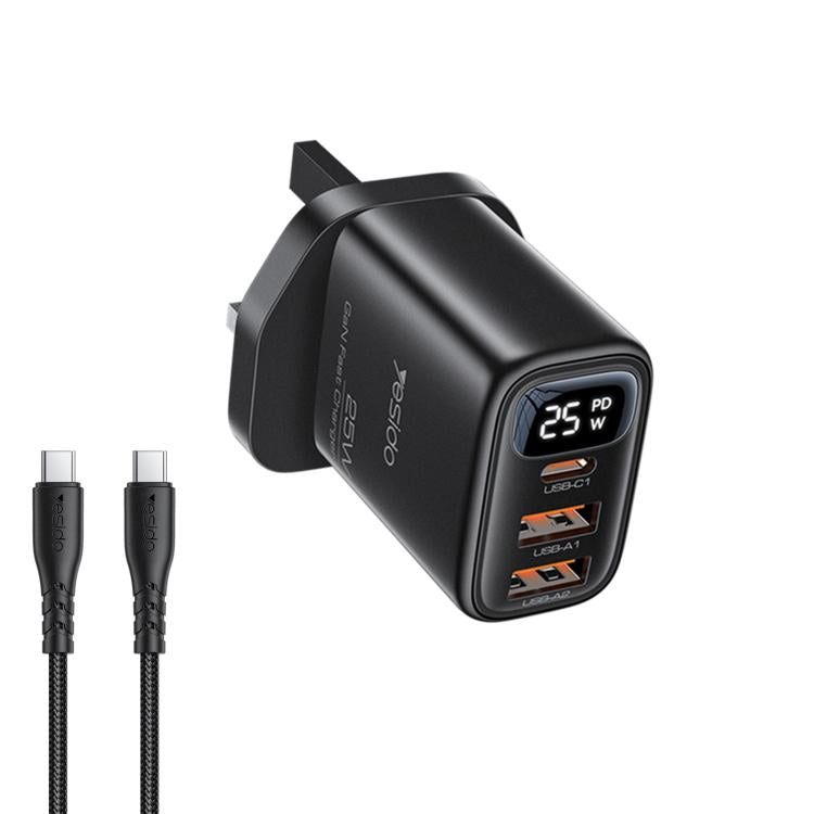 Caricabatterie digitale Yesido YC163C da 25 W con cavo USB-C/Type-C a USB-C/Type-C., YC163C