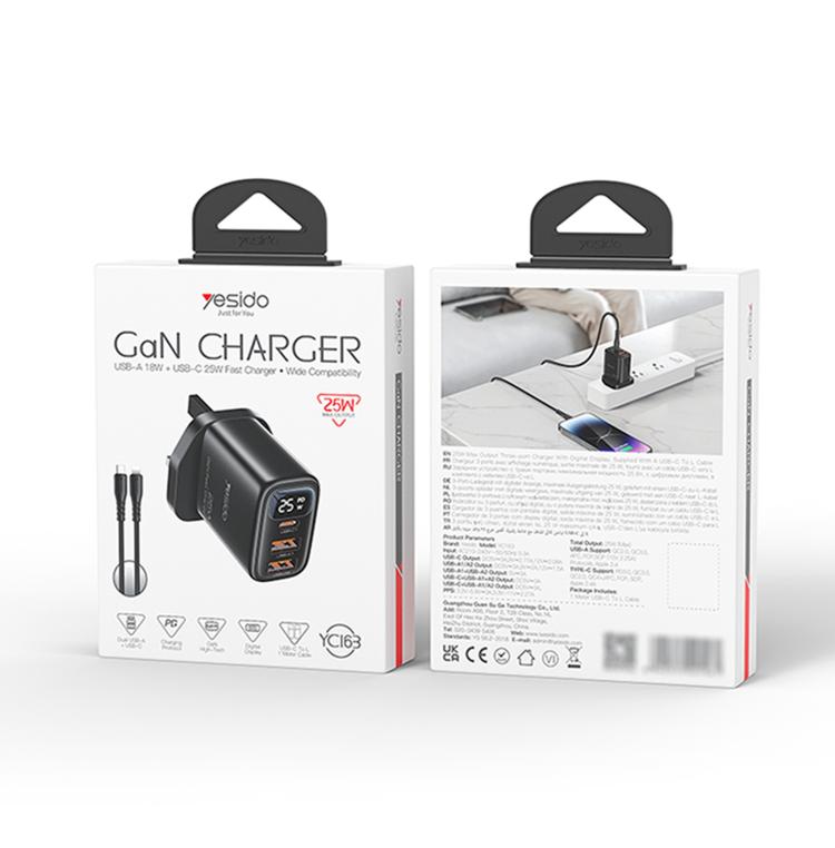 Caricabatterie Yesido YC163L da 25 W con connettore USB-C a 8 pin