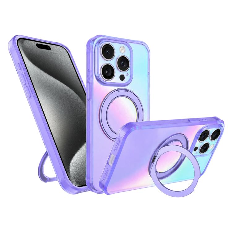 Custodia per telefono con anello magnetico a specchio Iris, For iPhone 15 Pro, For iPhone 15