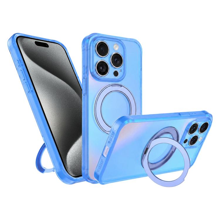 Custodia per telefono con anello magnetico a specchio Iris, For iPhone 15 Pro, For iPhone 15