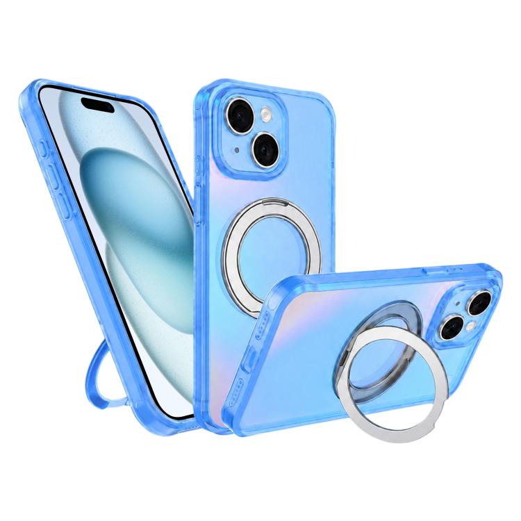 Custodia per telefono con anello magnetico a specchio Iris, For iPhone 15 Pro, For iPhone 15