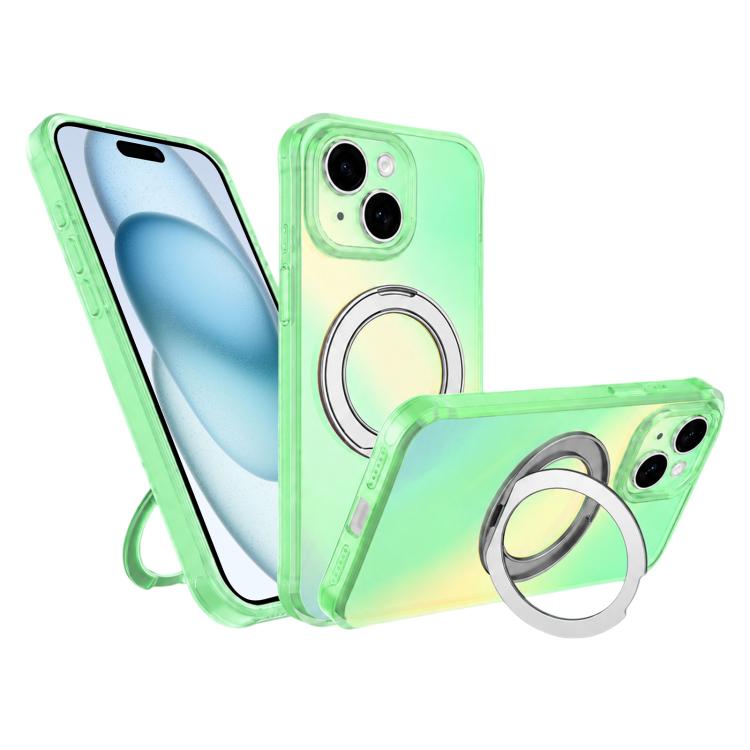Custodia per telefono con anello magnetico a specchio Iris, For iPhone 15 Pro, For iPhone 15