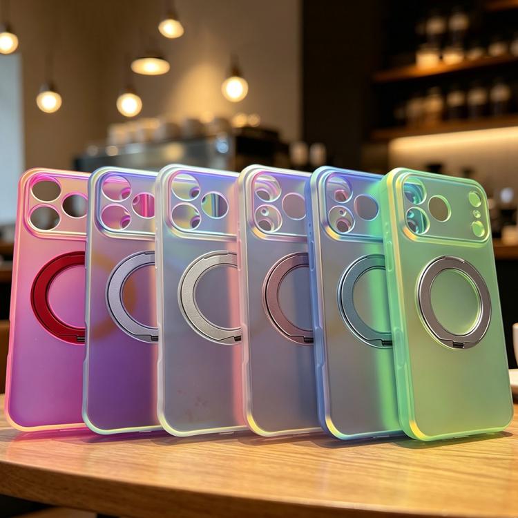 Custodia per telefono con anello magnetico a specchio Iris, For iPhone 15 Pro, For iPhone 15