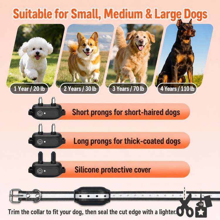 Collare antiabbaio per addestramento cani PaiPaitek PD519-1 con telecomando ultra lungo., PD519-1