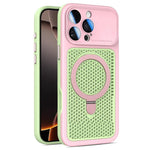 Custodia per telefono Armor Shield con rete di raffreddamento e supporto magnetico, con pellicola protettiva per l'obiettivo., For iPhone 17 Pro Max, For iPhone 17 Pro, For iPhone 17, For iPhone 16 Pro Max