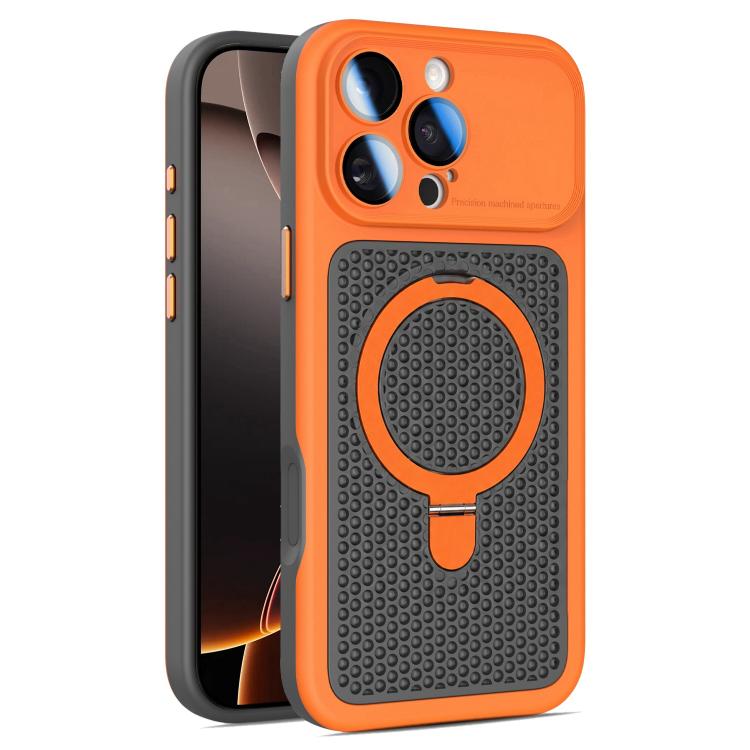 Custodia per telefono Armor Shield con rete di raffreddamento e supporto magnetico, con pellicola protettiva per l'obiettivo., For iPhone 16 Pro, For iPhone 16 Plus, For iPhone 16, For iPhone 15 Pro Max