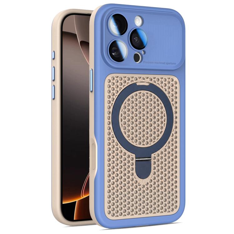 Custodia per telefono Armor Shield con rete di raffreddamento e supporto magnetico, con pellicola protettiva per l'obiettivo., For iPhone 16 Pro, For iPhone 16 Plus, For iPhone 16, For iPhone 15 Pro Max
