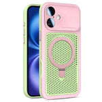 Custodia per telefono Armor Shield con rete di raffreddamento e supporto magnetico, con pellicola protettiva per l'obiettivo., For iPhone 16 Pro, For iPhone 16 Plus, For iPhone 16, For iPhone 15 Pro Max