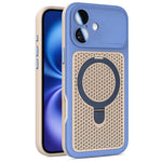 Custodia per telefono Armor Shield con rete di raffreddamento e supporto magnetico, con pellicola protettiva per l'obiettivo., For iPhone 16 Pro, For iPhone 16 Plus, For iPhone 16, For iPhone 15 Pro Max