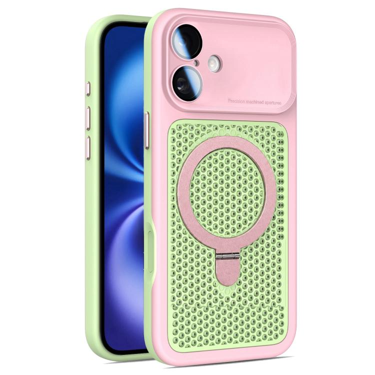 Custodia per telefono Armor Shield con rete di raffreddamento e supporto magnetico, con pellicola protettiva per l'obiettivo., For iPhone 16 Pro, For iPhone 16 Plus, For iPhone 16, For iPhone 15 Pro Max