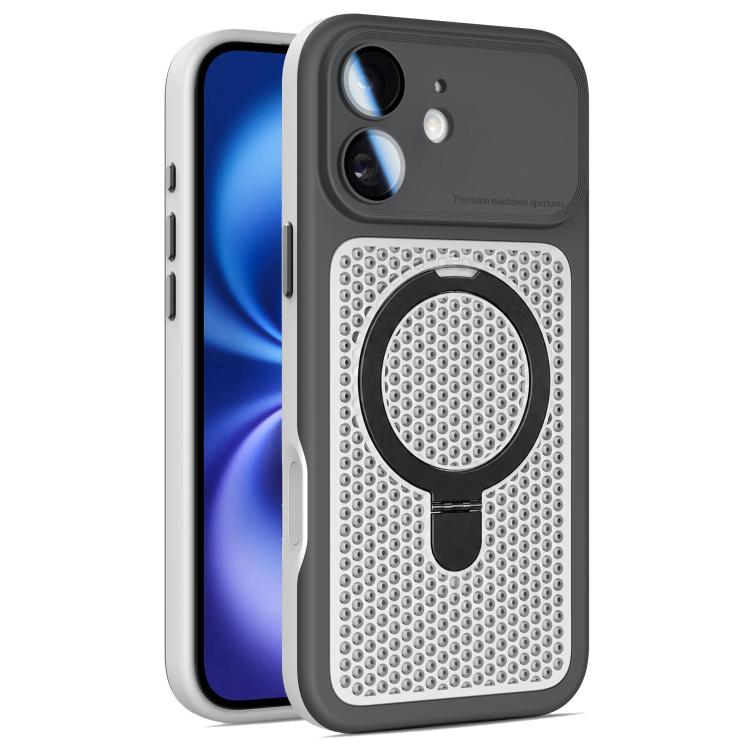 Custodia per telefono Armor Shield con rete di raffreddamento e supporto magnetico, con pellicola protettiva per l'obiettivo., For iPhone 16 Pro, For iPhone 16 Plus, For iPhone 16, For iPhone 15 Pro Max