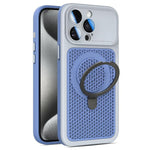 Custodia per telefono Armor Shield con rete di raffreddamento e supporto magnetico, con pellicola protettiva per l'obiettivo., For iPhone 16 Pro, For iPhone 16 Plus, For iPhone 16, For iPhone 15 Pro Max