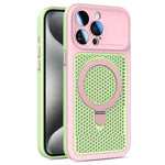 Custodia per telefono Armor Shield con rete di raffreddamento e supporto magnetico, con pellicola protettiva per l'obiettivo., For iPhone 15 Pro, For iPhone 15 Plus / 14 Plus, For iPhone 15, For iPhone 14 / 13