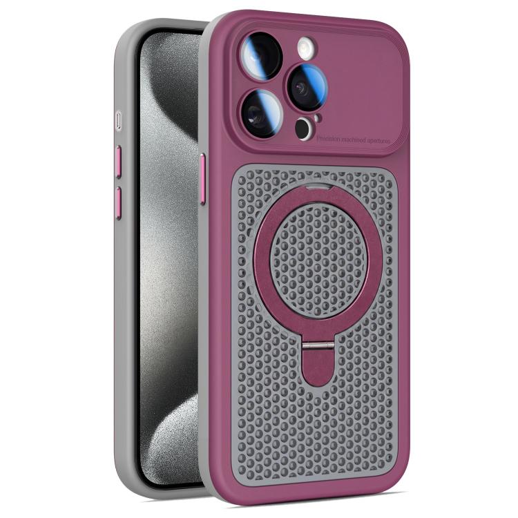 Custodia per telefono Armor Shield con rete di raffreddamento e supporto magnetico, con pellicola protettiva per l'obiettivo., For iPhone 15 Pro, For iPhone 15 Plus / 14 Plus, For iPhone 15, For iPhone 14 / 13