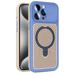 Custodia per telefono Armor Shield con rete di raffreddamento e supporto magnetico, con pellicola protettiva per l'obiettivo., For iPhone 15 Pro, For iPhone 15 Plus / 14 Plus, For iPhone 15, For iPhone 14 / 13