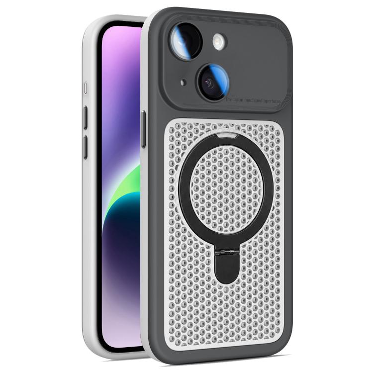 Custodia per telefono Armor Shield con rete di raffreddamento e supporto magnetico, con pellicola protettiva per l'obiettivo., For iPhone 15 Pro, For iPhone 15 Plus / 14 Plus, For iPhone 15, For iPhone 14 / 13