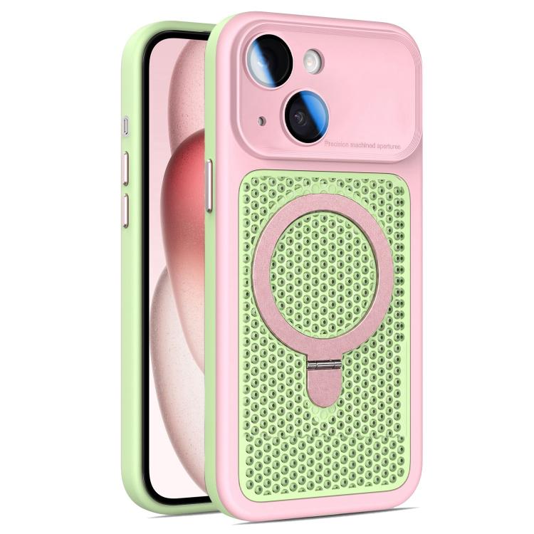 Custodia per telefono Armor Shield con rete di raffreddamento e supporto magnetico, con pellicola protettiva per l'obiettivo., For iPhone 15 Pro, For iPhone 15 Plus / 14 Plus, For iPhone 15, For iPhone 14 / 13