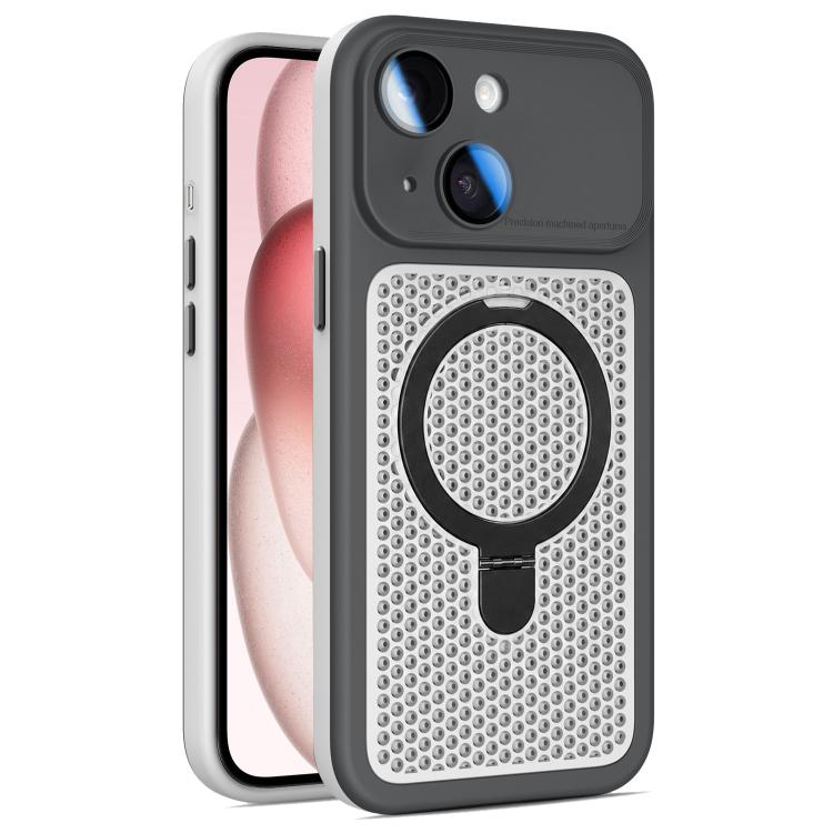 Custodia per telefono Armor Shield con rete di raffreddamento e supporto magnetico, con pellicola protettiva per l'obiettivo., For iPhone 15 Pro, For iPhone 15 Plus / 14 Plus, For iPhone 15, For iPhone 14 / 13