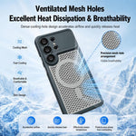 Custodia magnetica di raffreddamento Armor Shield Mesh per telefono con pellicola protettiva per obiettivo, For Galaxy S26 Ultra 5G, For Galaxy S26 5G, For Galaxy S25 Ultra 5G, For Galaxy S24 Ultra 5G