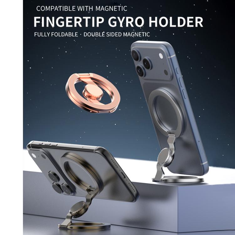 Supporto magnetico per telefono con giroscopio a punta di dita, completamente pieghevole, in versione galvanizzata.