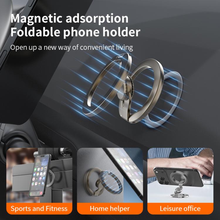 Supporto magnetico per telefono con giroscopio a punta di dita, completamente pieghevole, in versione galvanizzata.