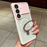 Custodia per telefono Armor Shield con rete di raffreddamento e supporto magnetico, con pellicola protettiva per l'obiettivo., For Galaxy S26 Ultra 5G, For Galaxy S26 5G, For Galaxy S25 Ultra 5G, For Galaxy S24 Ultra 5G