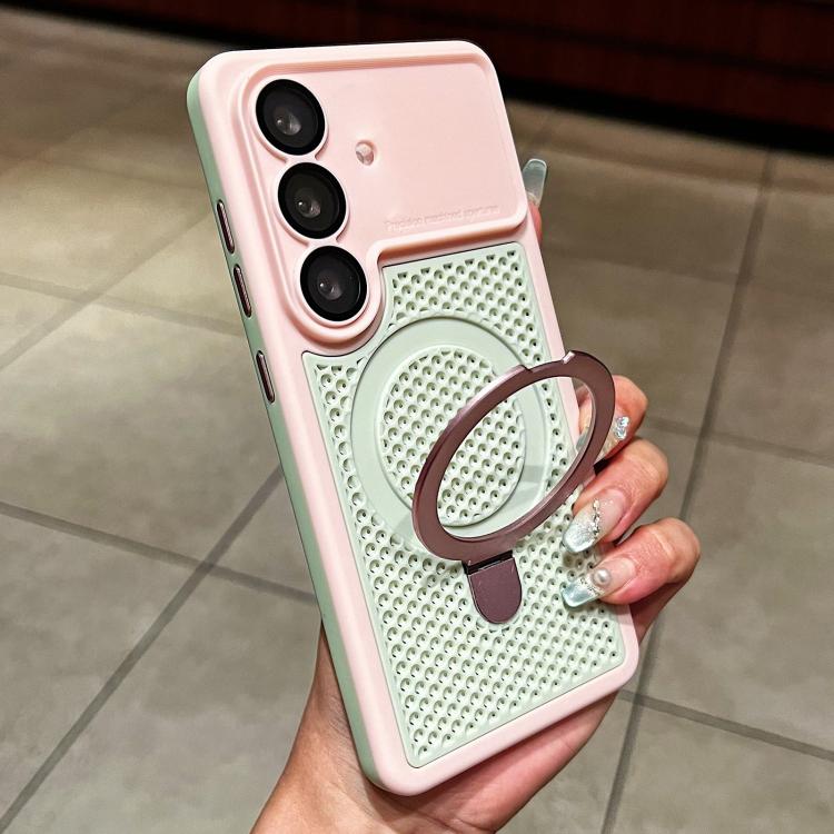 Custodia per telefono Armor Shield con rete di raffreddamento e supporto magnetico, con pellicola protettiva per l'obiettivo., For Galaxy S26 Ultra 5G, For Galaxy S26 5G, For Galaxy S25 Ultra 5G, For Galaxy S24 Ultra 5G
