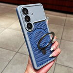 Custodia per telefono Armor Shield con rete di raffreddamento e supporto magnetico, con pellicola protettiva per l'obiettivo., For Galaxy S26 Ultra 5G, For Galaxy S26 5G, For Galaxy S25 Ultra 5G, For Galaxy S24 Ultra 5G