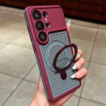 Custodia per telefono Armor Shield con rete di raffreddamento e supporto magnetico, con pellicola protettiva per l'obiettivo., For Galaxy S26 Ultra 5G, For Galaxy S26 5G, For Galaxy S25 Ultra 5G, For Galaxy S24 Ultra 5G