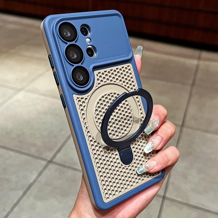Custodia per telefono Armor Shield con rete di raffreddamento e supporto magnetico, con pellicola protettiva per l'obiettivo., For Galaxy S26 Ultra 5G, For Galaxy S26 5G, For Galaxy S25 Ultra 5G, For Galaxy S24 Ultra 5G