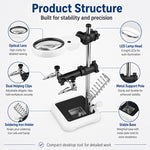 16129-AC Lente d'ingrandimento ausiliaria da tavolo multifunzione con clip USB e luce LED