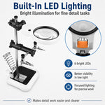 16129-AC Lente d'ingrandimento ausiliaria da tavolo multifunzione con clip USB e luce LED