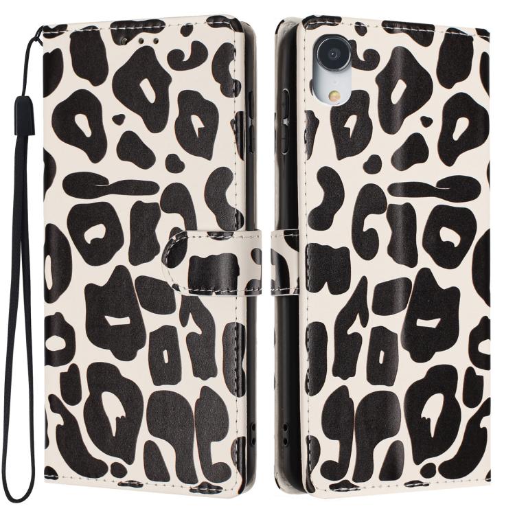 Portafoglio con stampa leopardata in ecopelle con cordino per iPhone XR