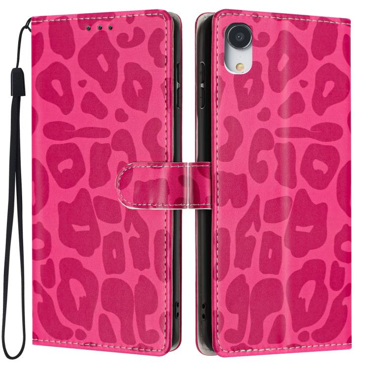 Portafoglio con stampa leopardata in ecopelle con cordino per iPhone XR