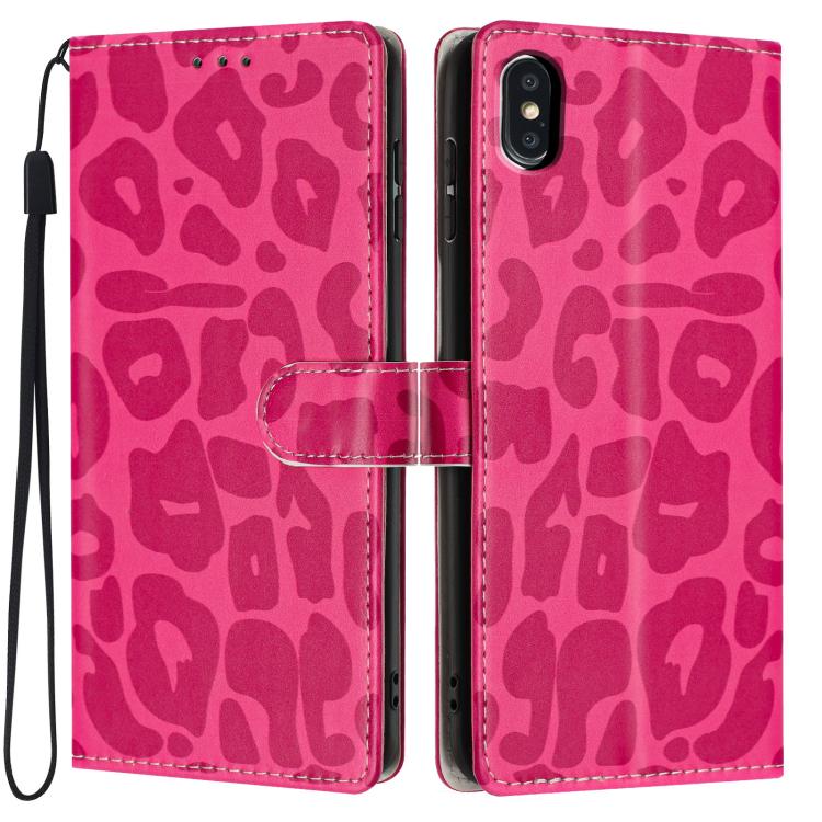 Portafoglio con stampa leopardata in ecopelle con cordino per iPhone XR