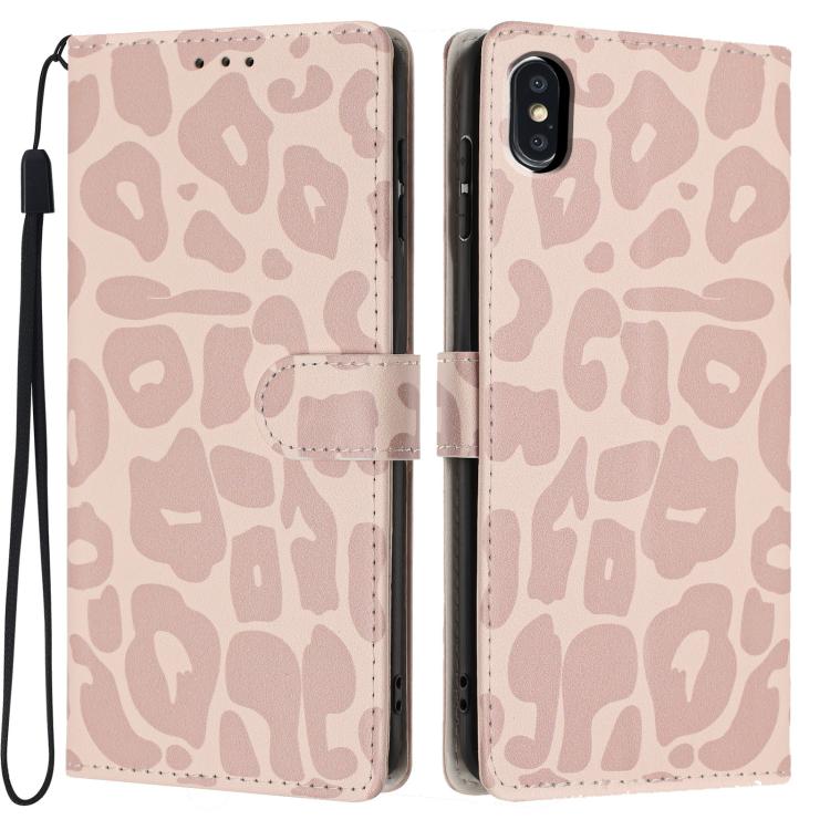 Portafoglio con stampa leopardata in ecopelle con cordino per iPhone XR