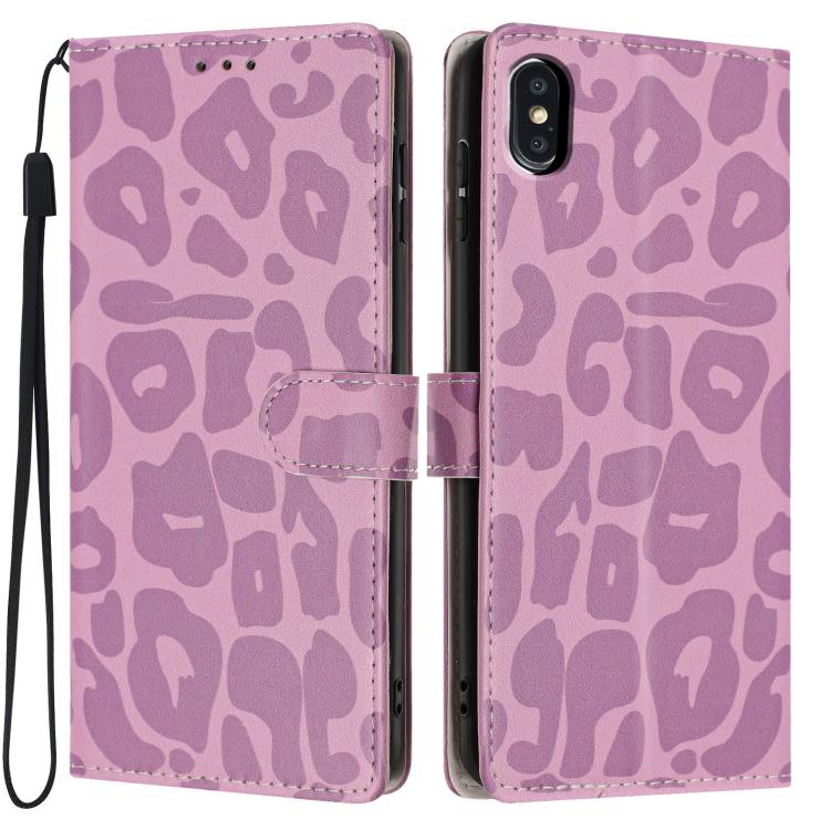 Portafoglio con stampa leopardata in ecopelle con cordino per iPhone XR