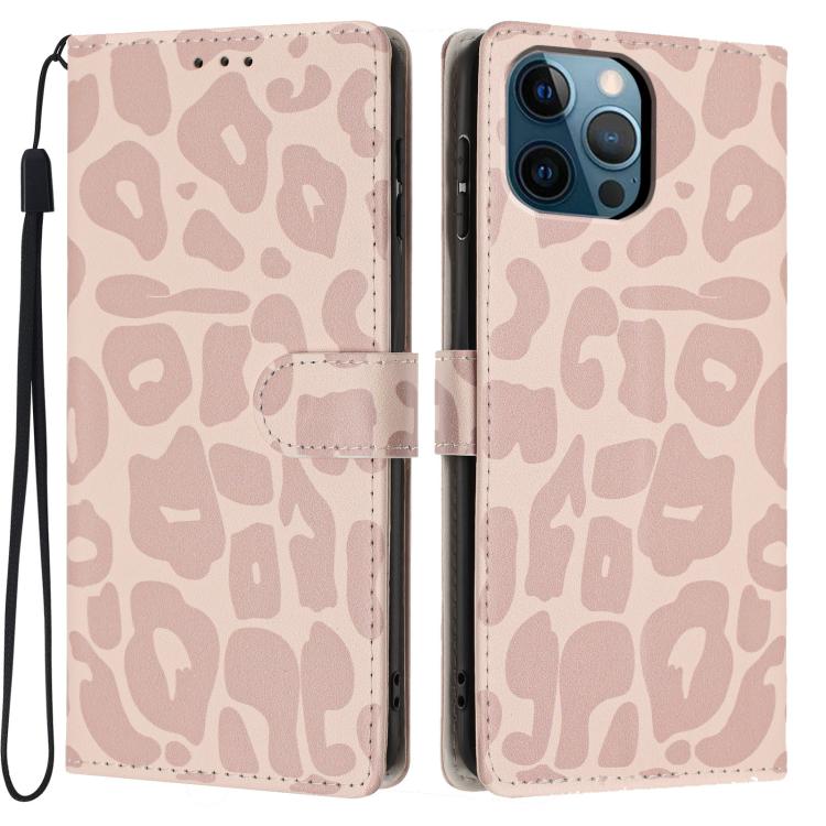 Portafoglio con stampa leopardata in ecopelle con cordino per iPhone 13 Pro