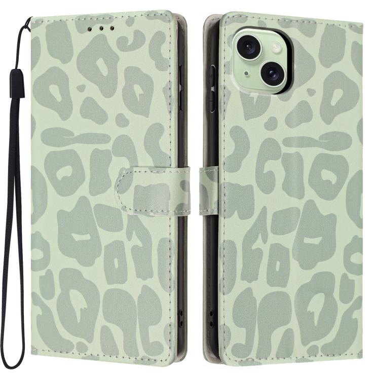 Portafoglio con stampa leopardata in ecopelle con cordino per iPhone 15 Pro e 15