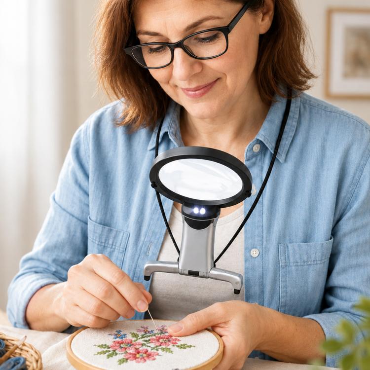 11B-1 Lente d'ingrandimento da appendere/da tavolo a doppio uso per anziani con luce LED