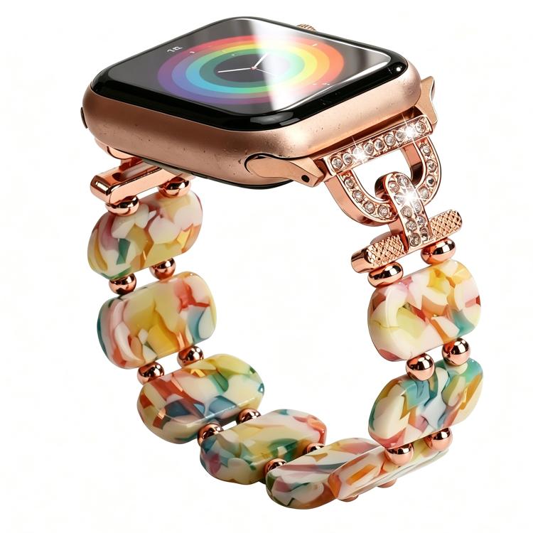 Cinturino per orologio in resina con catena di strass a forma di D, For Apple Watch 46mm / 49mm / 45mm / 44mm, For Apple Watch 42mm / 41mm / 40mm / 38mm