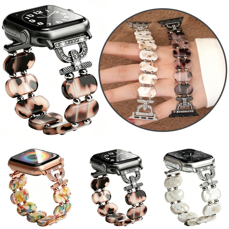Cinturino per orologio in resina con catena di strass a forma di D, For Apple Watch 46mm / 49mm / 45mm / 44mm, For Apple Watch 42mm / 41mm / 40mm / 38mm