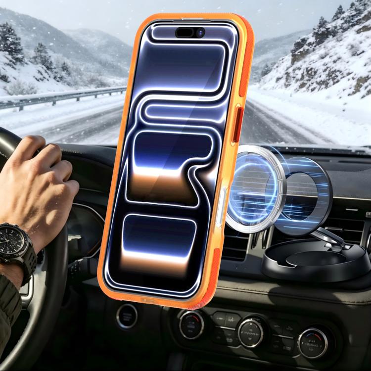 Custodia magnetica bicolore per iPhone 17 con protezione obiettivo