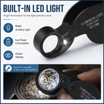 Lente d'ingrandimento portatile pieghevole 40x con luce LED, modello 21011